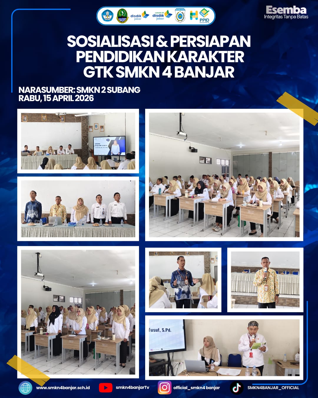 Adopsi Spirit Ketarunaan, SMKN 4 Banjar Gandeng Instruktur SMKN 2 Subang dalam Sosialisasi Pendidikan Karakter